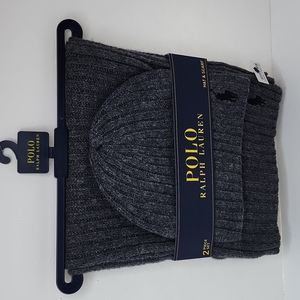 POLO RALPH LAUREN 2 PIECE SET, GREY HAT & SCARF